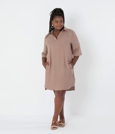 Vestido Chemise Corto sin Estampa y con Bolsillo Curve & Plus Size 5