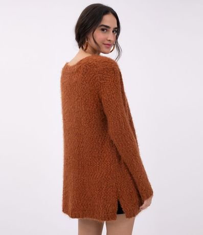 Campera Alargada de Punto con Peluche y Bolsillos 2