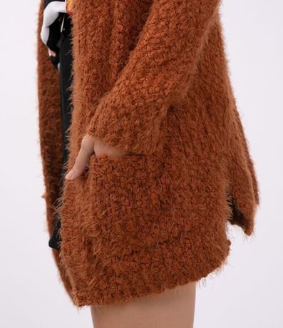 Campera Alargada de Punto con Peluche y Bolsillos 3