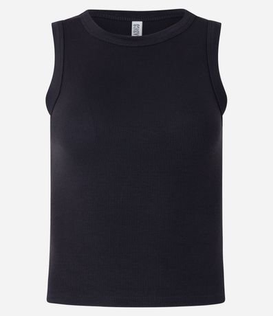 Blusa Cropped sin Manga en Ribana con Cuello Redondo 6
