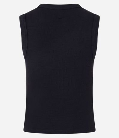 Blusa Cropped sin Manga en Ribana con Cuello Redondo 7