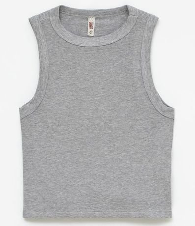 Blusa Cropped sin Manga en Ribana con Cuello Redondo 1