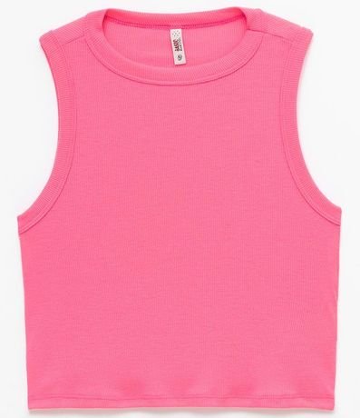 Blusa Cropped sin Manga en Ribana con Cuello Redondo 1