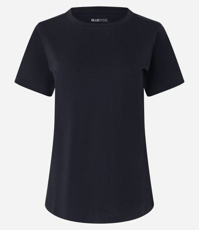 Blusa Alargada Básica en Algodón con Cuello Redondo y Manga Corta 6