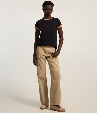 Blusa Alargada Básica en Algodón con Cuello Redondo y Manga Corta 3