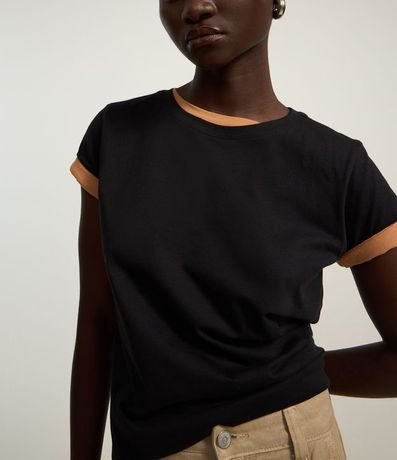 Blusa Alargada Básica en Algodón con Cuello Redondo y Manga Corta 3