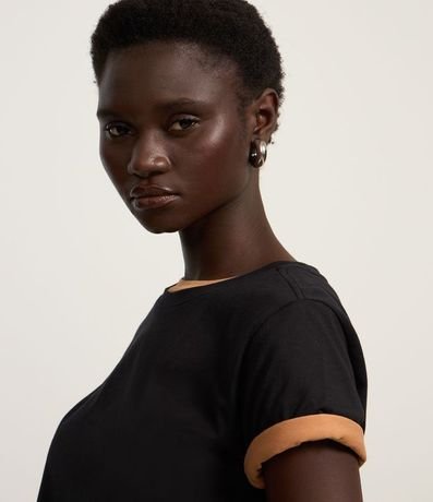 Blusa Alargada Básica en Algodón con Cuello Redondo y Manga Corta 5