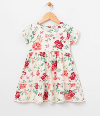 Vestido Infantil Estampa Floral con Detalles Tam 1 a 4 años 1