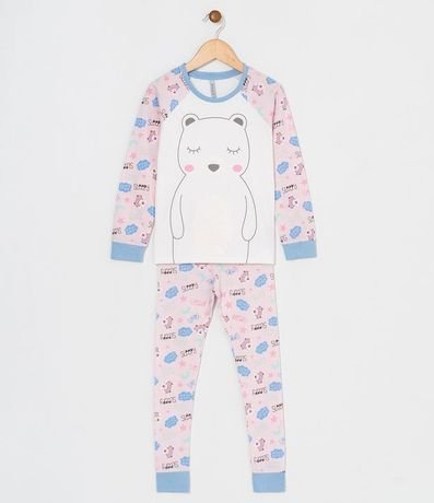 Pijama Infantil Manga Larga Algodón con Estampa Urso Tam 2 a 14 años 1