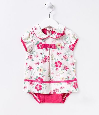 Vestido Infantil Body Floral con Cuello - Tam 0 a 18 meses 1