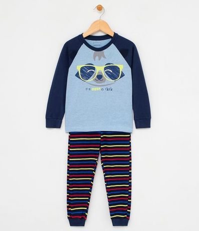 Pijama Infantil Estampa de Guaxinim Brilla en la Oscutidad Tam 1 a 4 años 1