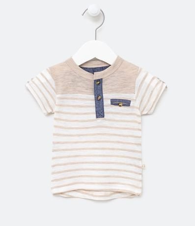 Remera Infantil Lineal con Cuello Henley - Tam 0 a 18 meses 1