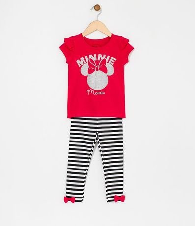 Conjunto Infantil Blusa Estampa de Minnie y Pantalón Legging Lineal Tam 1 a 6 años 1