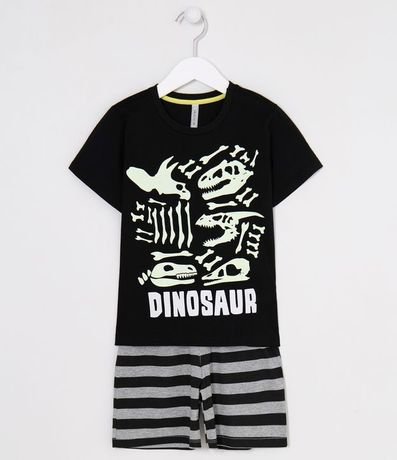 Pijama Estampa Esqueleto de Dinosaurio Tam 5 a 14 años 1