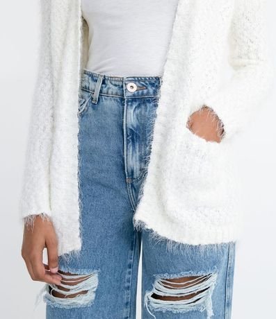 Campera Alargada de Punto con Peluche y Bolsillos 4