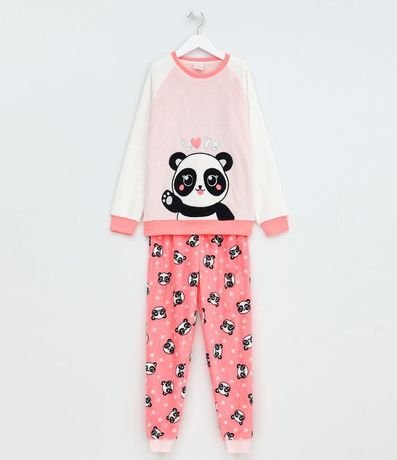 Pijama Infantil en Fleece Estampa Panda - Tam 5 a 14 años 1