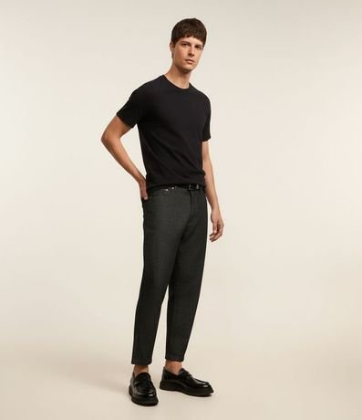 Remera Slim en Algodón con Textura Acanalada