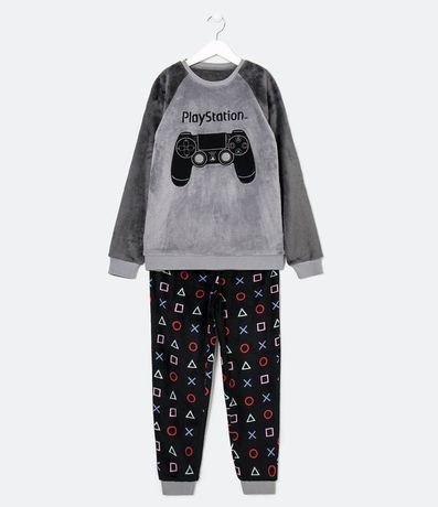 Pijama Infantil en Polar Estampa Playstation Tam 5 a 14 años 1