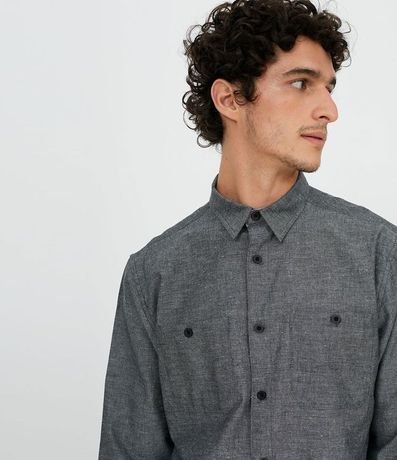 Camisa Manga Larga Lisa con Bolsillos 3