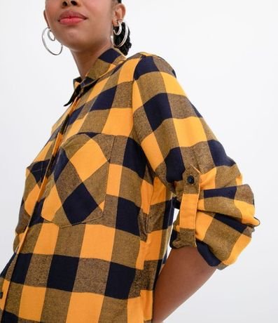 Camisa Manga Larga Estampa Cuadrillé con Bolsillos 3