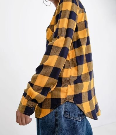 Camisa Manga Larga Estampa Cuadrillé con Bolsillos 5