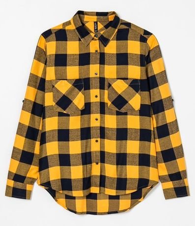 Camisa Manga Larga Estampa Cuadrillé con Bolsillos 8