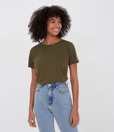 Blusa Alargada Básica en Algodón con Cuello Redondo y Manga Corta 1