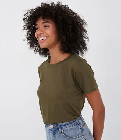 Blusa Alargada Básica en Algodón con Cuello Redondo y Manga Corta 3