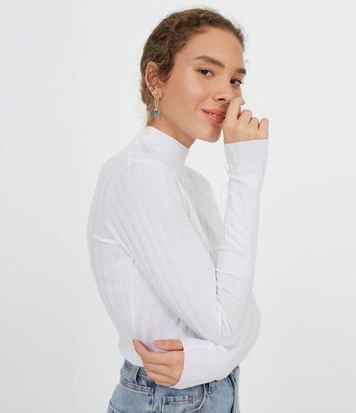Blusa de Punto Acanalado con Cuello Alto y Manga Larga 3