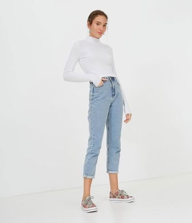 Blusa de Punto Acanalado con Cuello Alto y Manga Larga 4