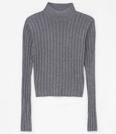 Blusa de Punto Acanalado con Cuello Alto y Manga Larga 5