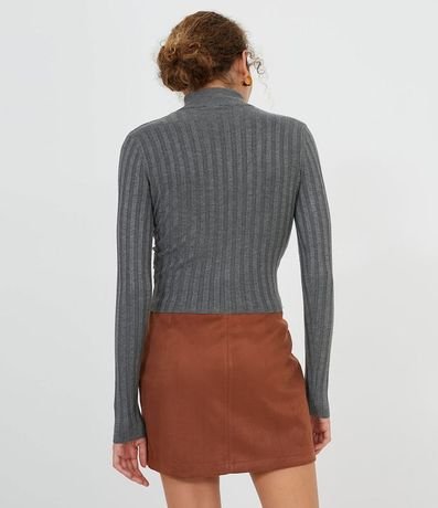 Blusa de Punto Acanalado con Cuello Alto y Manga Larga 2