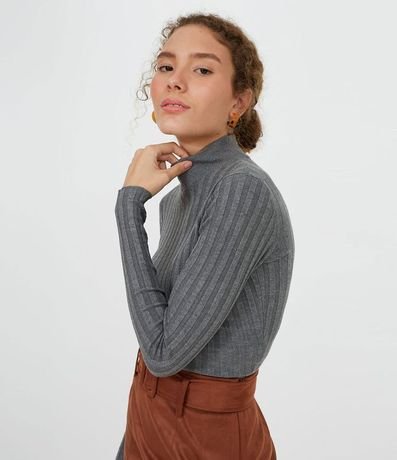 Blusa de Punto Acanalado con Cuello Alto y Manga Larga 3