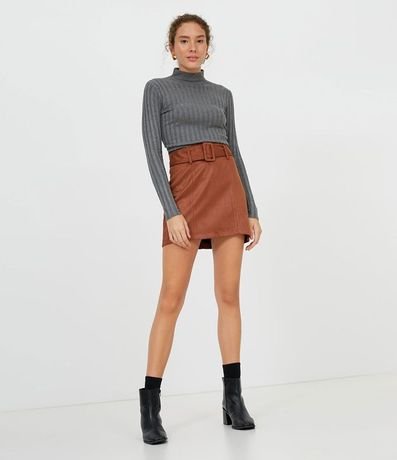 Blusa de Punto Acanalado con Cuello Alto y Manga Larga 4