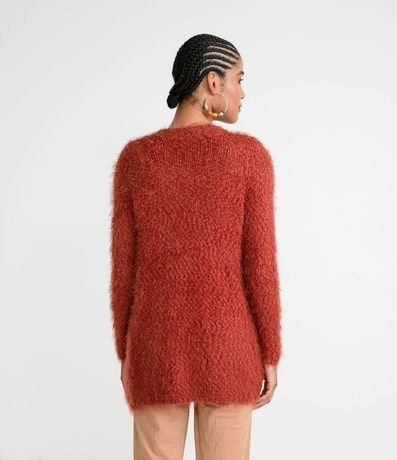 Campera Alargada de Punto con Peluche y Bolsillos 2