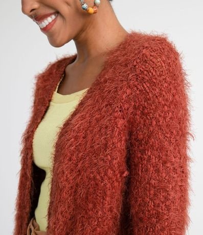 Campera Alargada de Punto con Peluche y Bolsillos 3