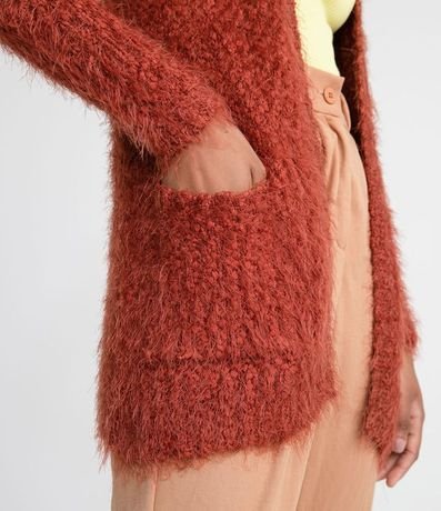 Campera Alargada de Punto con Peluche y Bolsillos 4