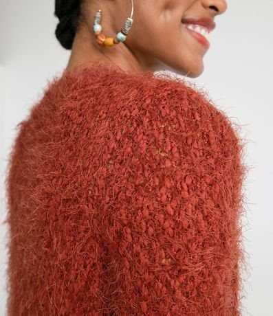 Campera Alargada de Punto con Peluche y Bolsillos 5
