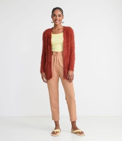 Campera Alargada de Punto con Peluche y Bolsillos 6