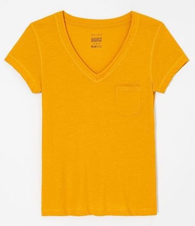 Blusa Básica en Algodón con Manga Corta y Bolsillo Pequeño 4