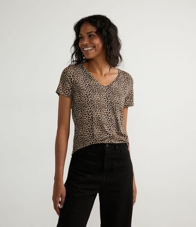blusa animal print manga corta