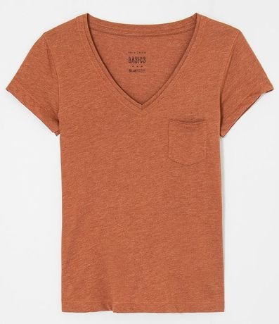 Blusa Básica en Algodón con Manga Corta y Bolsillo Pequeño 4