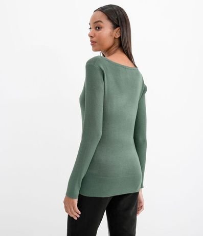 Suéter Alargado en Punto con Cuello Barco 2