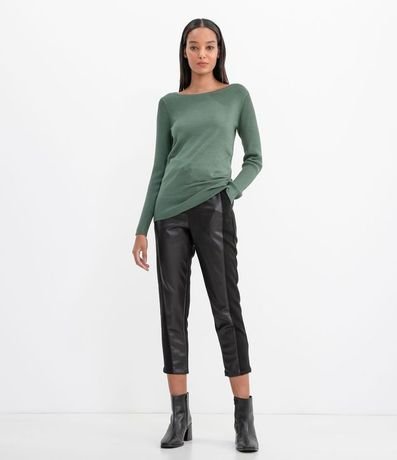 Suéter Alargado en Punto con Cuello Barco 5