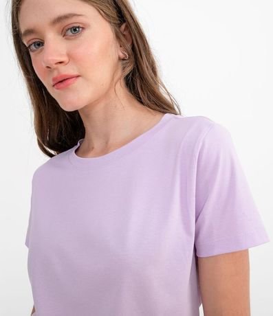 Blusa Alargada Básica en Algodón con Cuello Redondo y Manga Corta 3