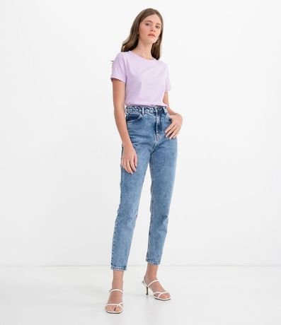 Blusa Alargada Básica en Algodón con Cuello Redondo y Manga Corta 4