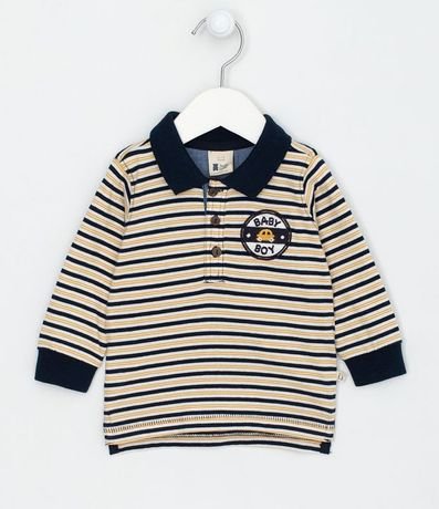 Remera Infantil Polo Rayada con Patch - Tam 0 a 18 meses 1