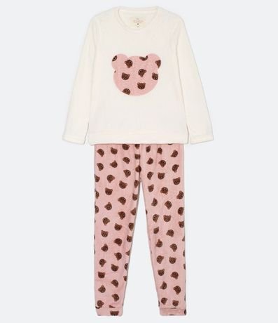 Pijama Fleece Manga Larga y Pantalón con Estampa de Mini Osos 1