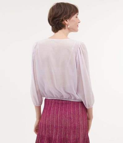Blusa Manga Larga Escote em V con Transparencia y Transpasse 2