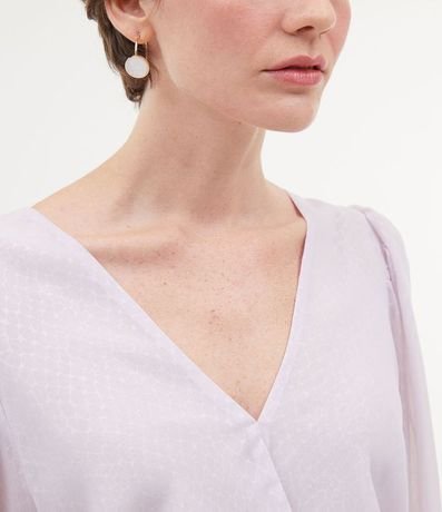 Blusa Manga Larga Escote em V con Transparencia y Transpasse 3